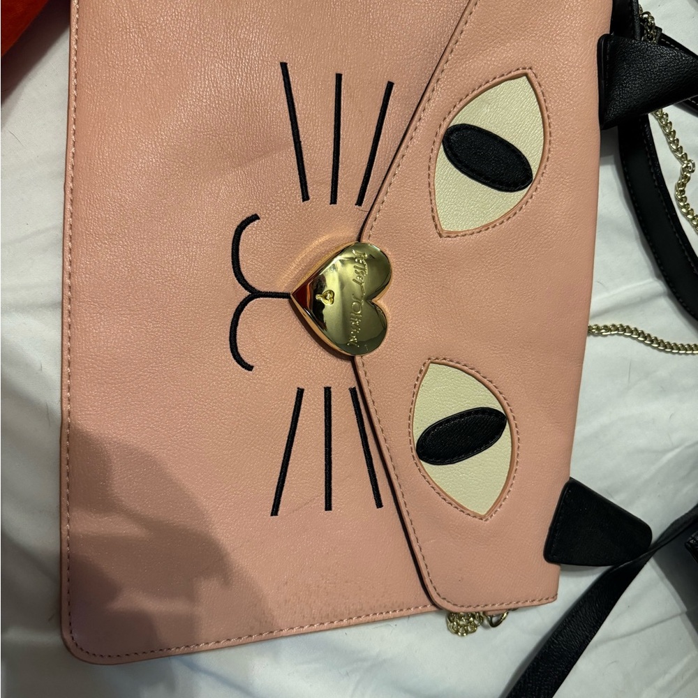 Kate Spade Pink and Black Cat Face Crossbody Bag